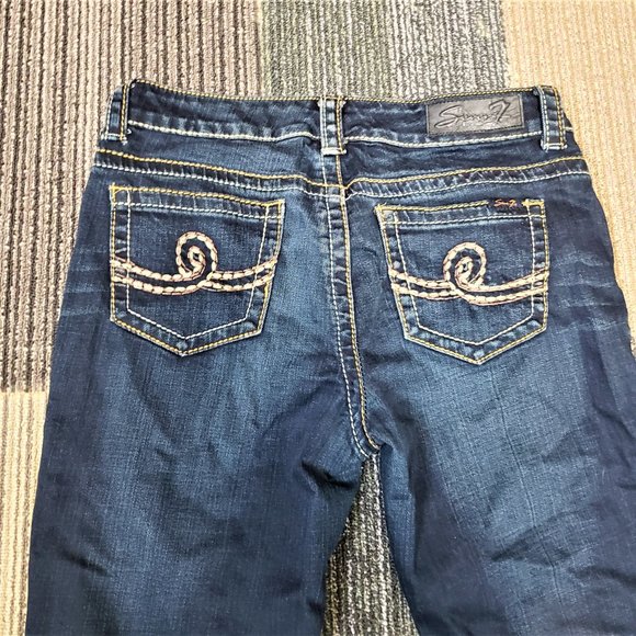 Seven7 Women's Size 8 Blue Curvy Bootcut Dark Wash Cotton Blend Stretch Jeans - Picture 7 of 11